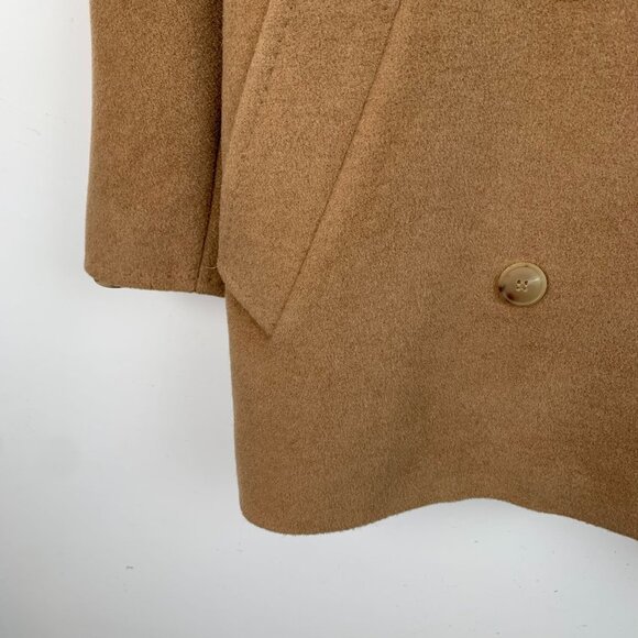 Max Mara Brown Camel Wool Double-Breasted Coat With Lapel Collar Size XS - Picture 4 of 7